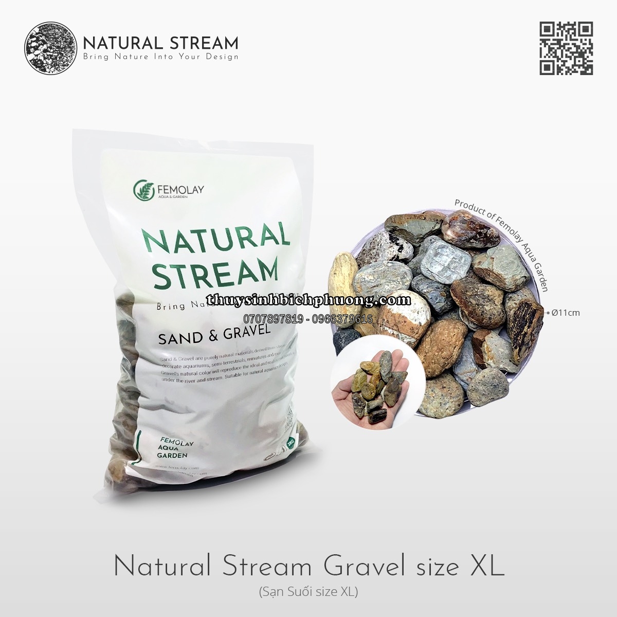 FEMOLAY NATURAL STREAM GRAVEL SIZE XL - SẠN SUỐI TỰ NHIÊN