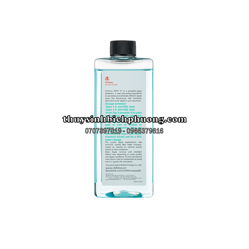 CHIHIROS ZETA “A” 450ML (Algaecide) - PHÒNG & DIỆT RÊU HẠI, TẢO HẠI