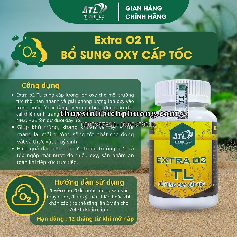 EXTRA O2 TL - VIÊN NÉN BỔ SUNG OXY CHO HỒ CÁ THỦY SINH