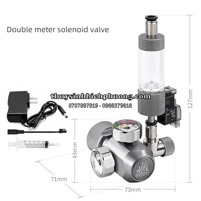 VAN ĐIỆN CO2 WEEK AQUA 2 ĐỒNG HỒ - DOUBLE METER SOLENOID VALVE