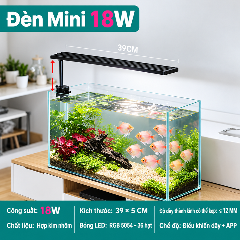 GEBO RGB SMART LED AQUARIUM LIGHT  -  ĐÈN LED KẸP BỂ CÁ THÔNG MINH