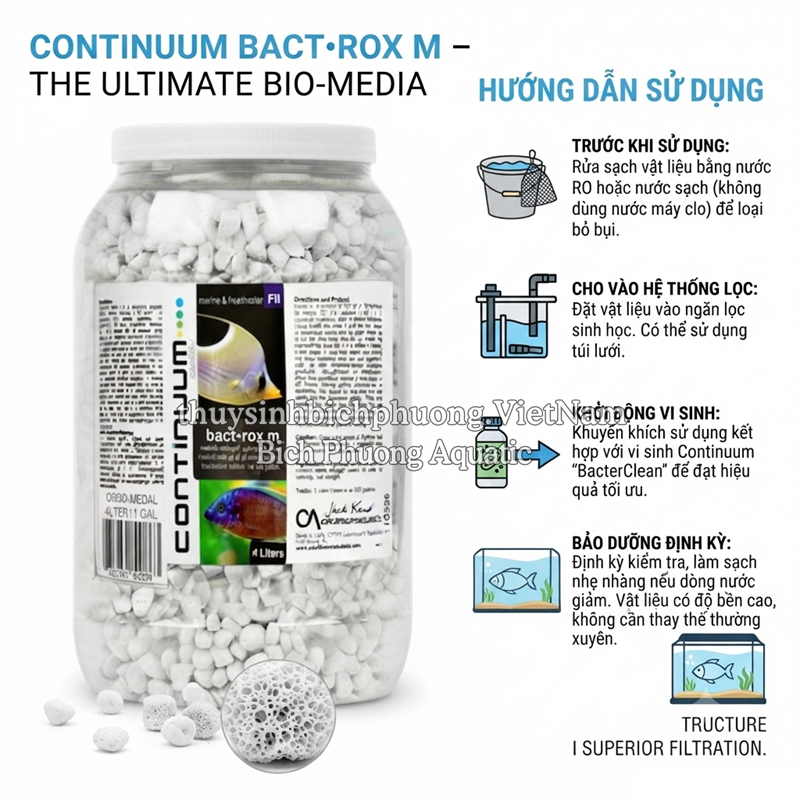 CONTINUUM AQUATICS BACT•ROX LARGE (SIZE M) HỘP 4L - VẬT LIỆU LỌC CAO CẤP