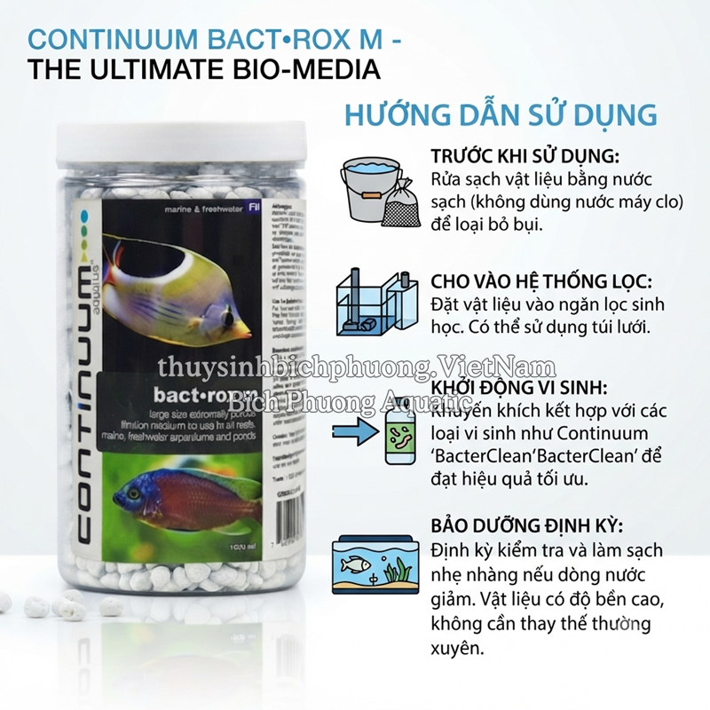 CONTINUUM AQUATICS BACT•ROX LARGE (SIZE M) HỘP 1L - VẬT LIỆU LỌC CAO CẤP