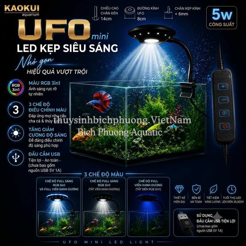 KAOKUI UFO MINI 5W - ĐÈN LED KẸP SIÊU SÁNG