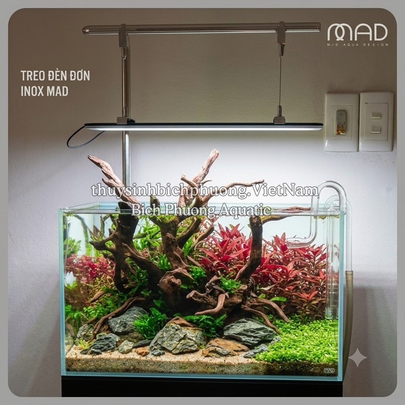 CHÂN TREO / GIÁ TREO ĐÈN ĐƠN INOX MAD CHO HỒ THỦY SINH 40 - 50CM