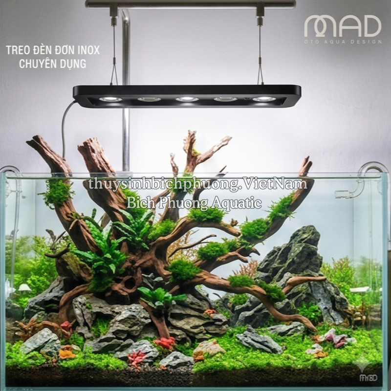 CHÂN TREO / GIÁ TREO ĐÈN ĐƠN INOX MAD CHO HỒ THỦY SINH 60 - 70CM