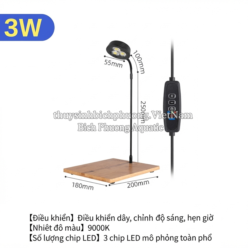ĐÈN LED BIAOSE ĐẾ GỖ TRE DIMMER (CHIP LED OSRAM)