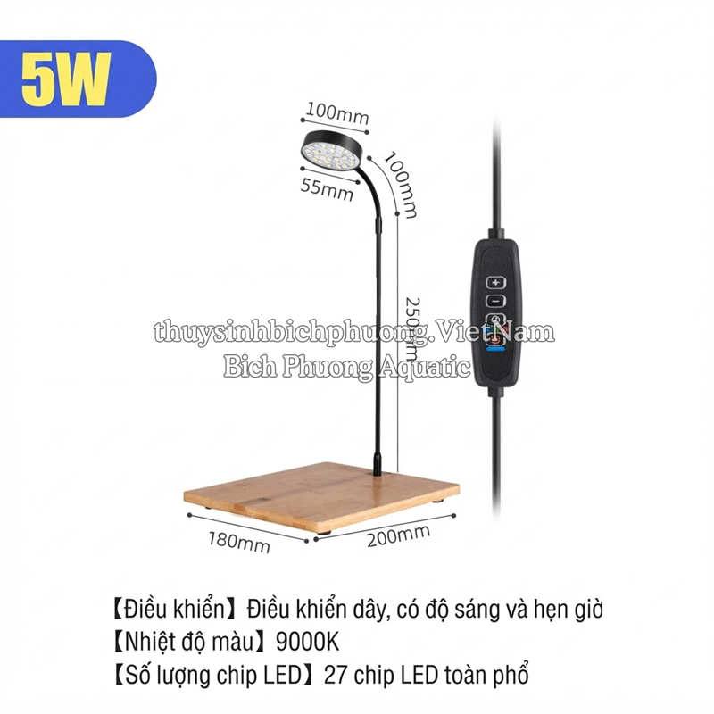 ĐÈN LED BIAOSE ĐẾ GỖ TRE DIMMER (CHIP LED OSRAM)