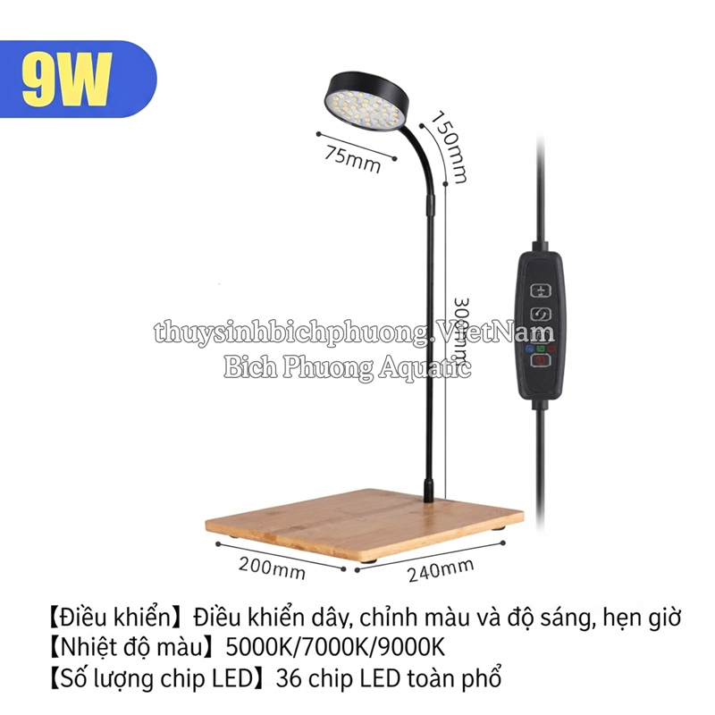 ĐÈN LED BIAOSE ĐẾ GỖ TRE DIMMER (CHIP LED OSRAM)