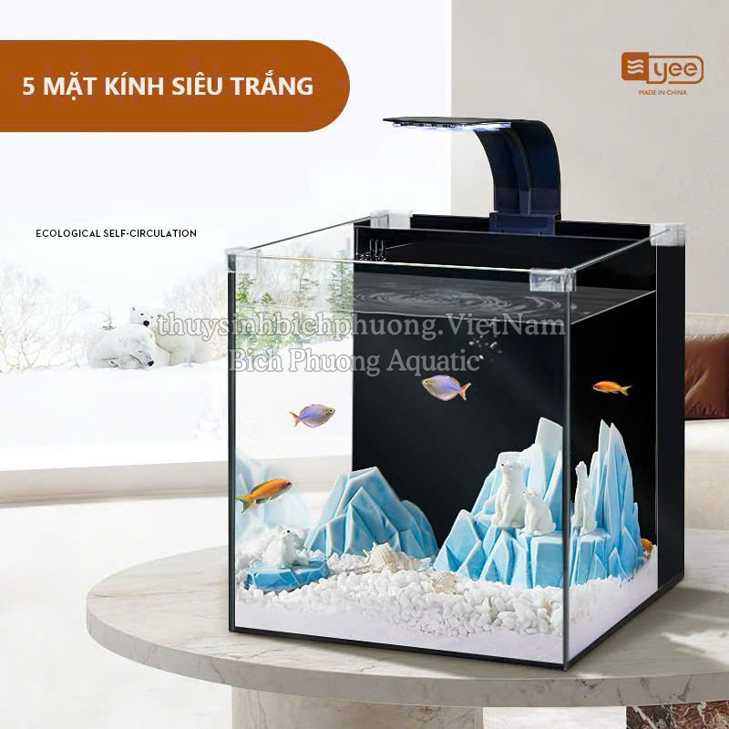 BỘ HỒ KÍNH YEE CÓ LỌC VÁCH SIÊU TRONG ĐỂ BÀN (TẶNG KÈM ĐÈN, VẬT LIỆU LỌC)