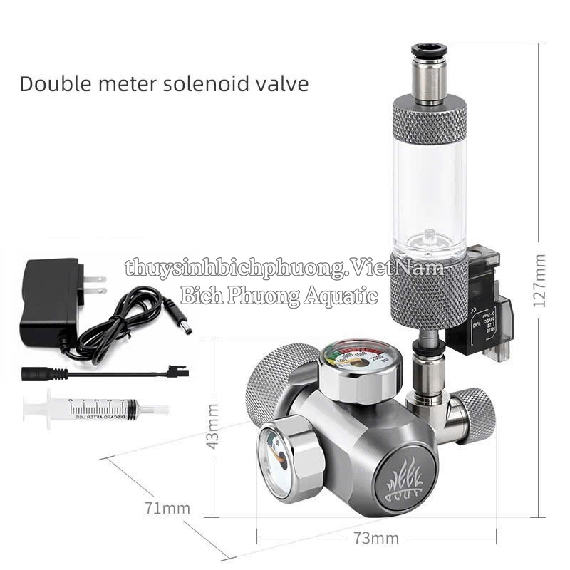 VAN ĐIỆN CO2 WEEK AQUA 2 ĐỒNG HỒ - DOUBLE METER SOLENOID VALVE