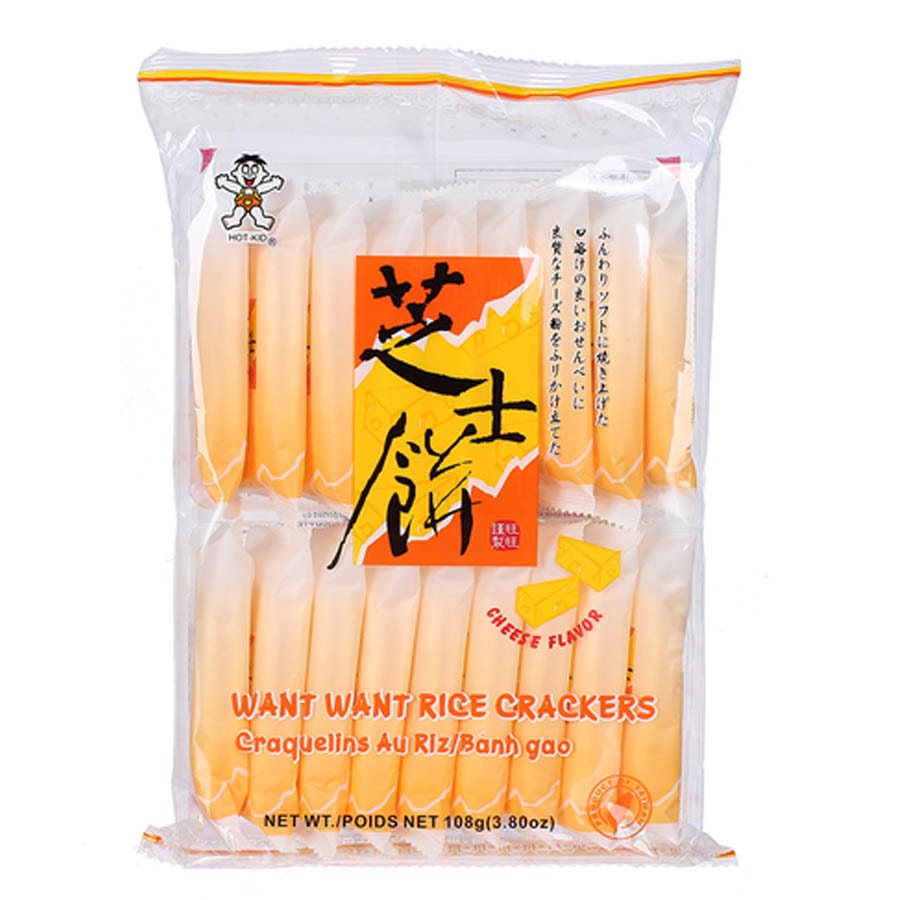 Bánh gạo vị phô mai Want Want rice crackers cheese flavor gói 108g - Đài Loan