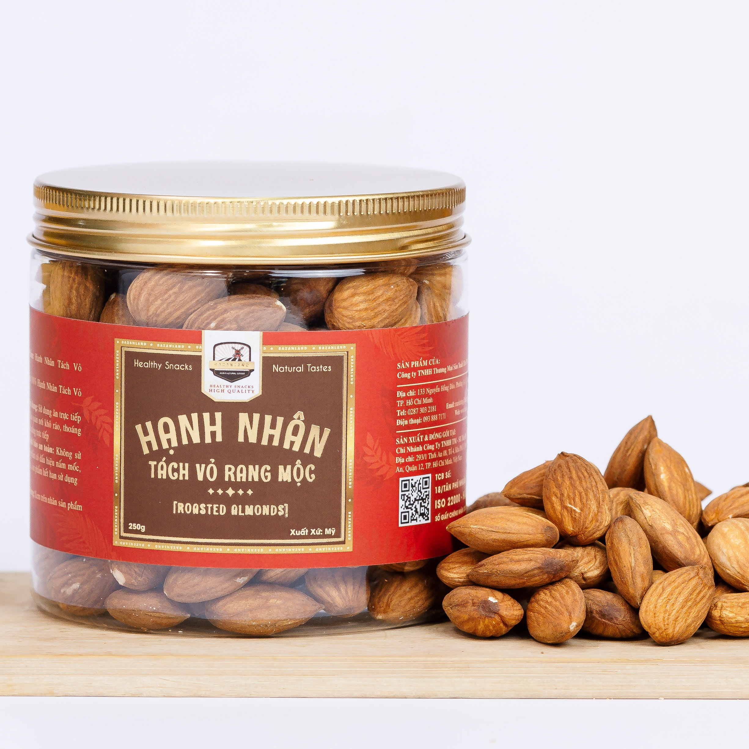 Hạnh nhân rang mộc Mỹ BZL lon 250g