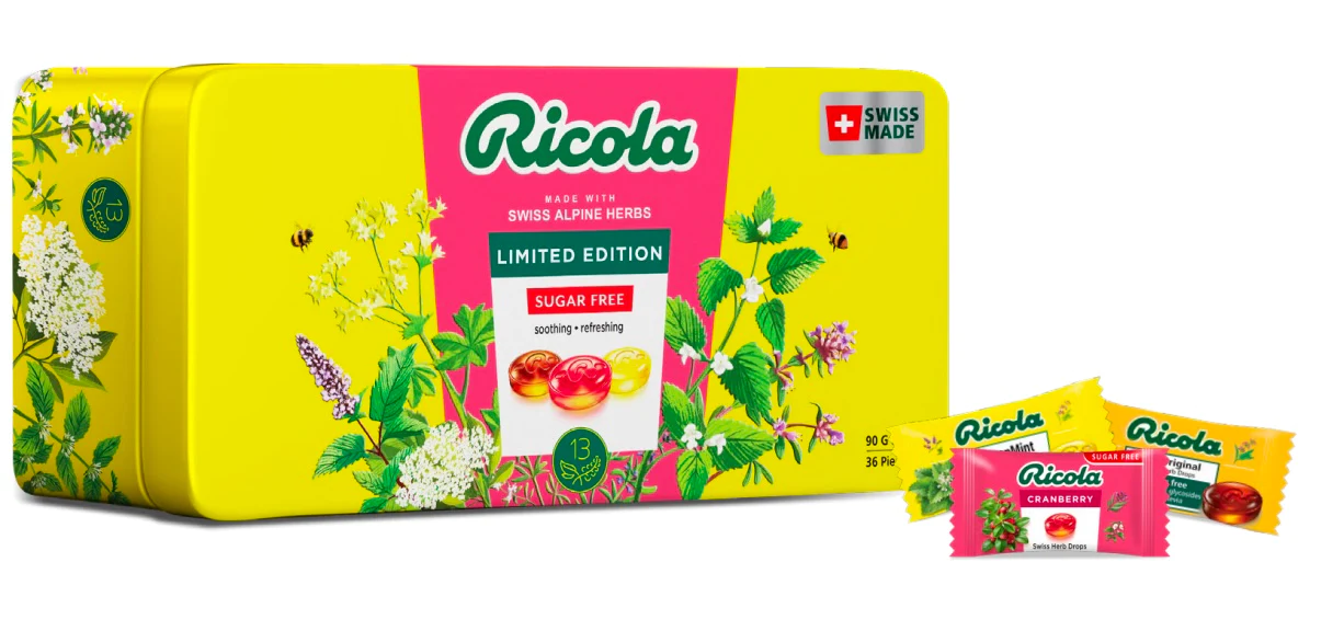 Hộp kẹo thảo mộc Ricola phiên bản giới hạn hộp 36 viên - Thụy Sỹ