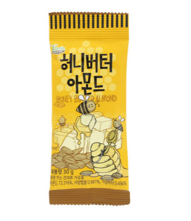 Hạt hạnh nhân tẩm bơ mật ong HBAF gói 30g - Hàn Quốc