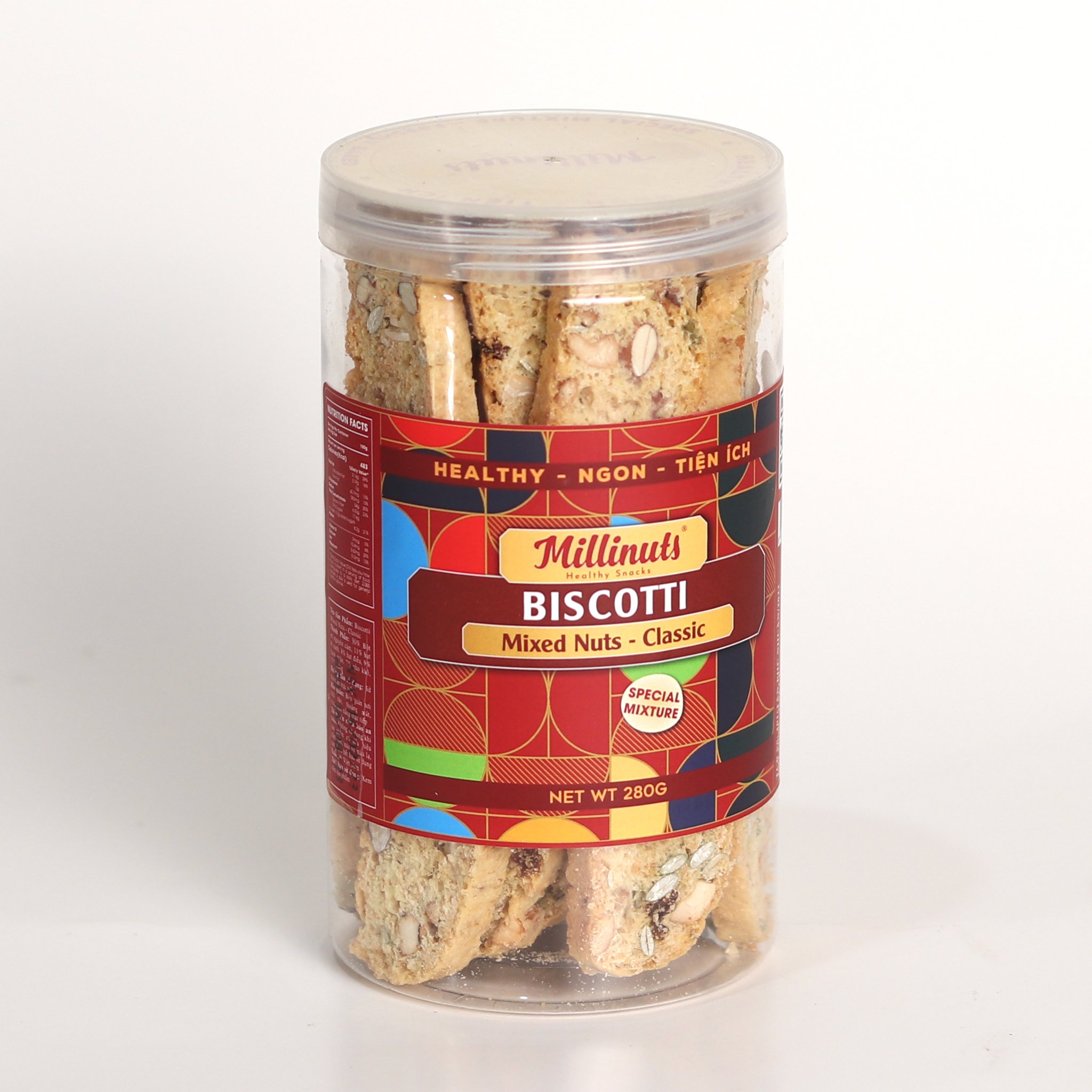 Millinuts - Bánh Biscotti Mixed Nuts - Classic 280g
