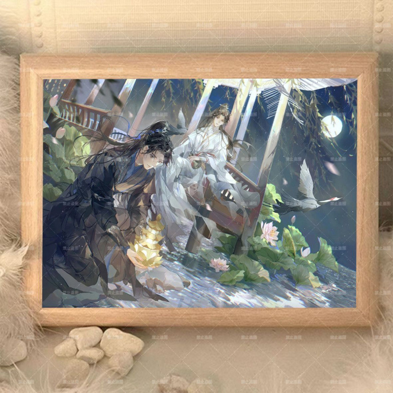 Khung ảnh Husky và sư tôn mèo trắng 17*21cm Mẫu 4