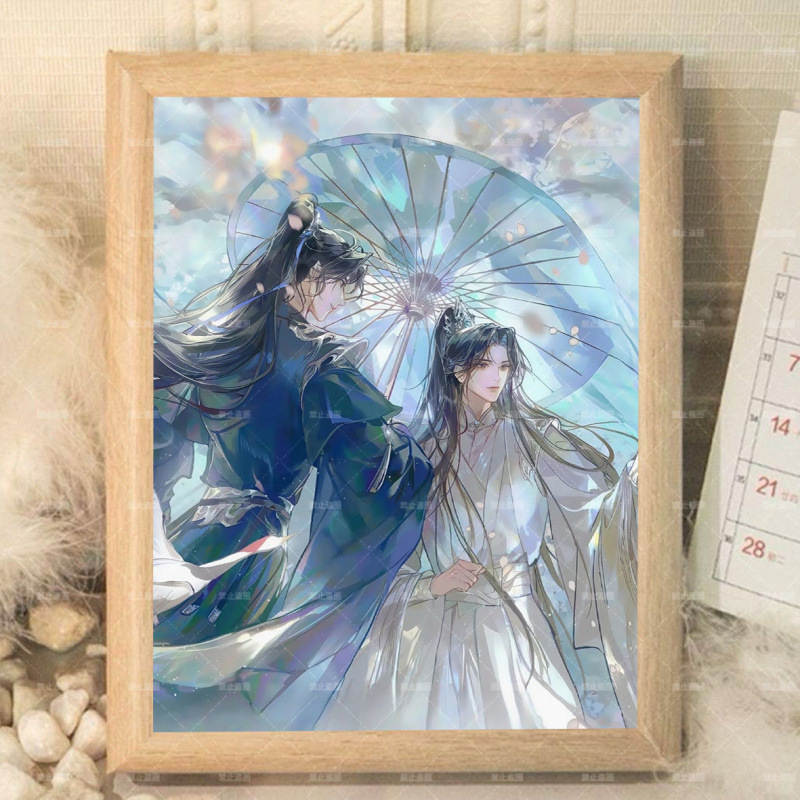 Khung ảnh Husky và sư tôn mèo trắng 17*21cm Mẫu 1