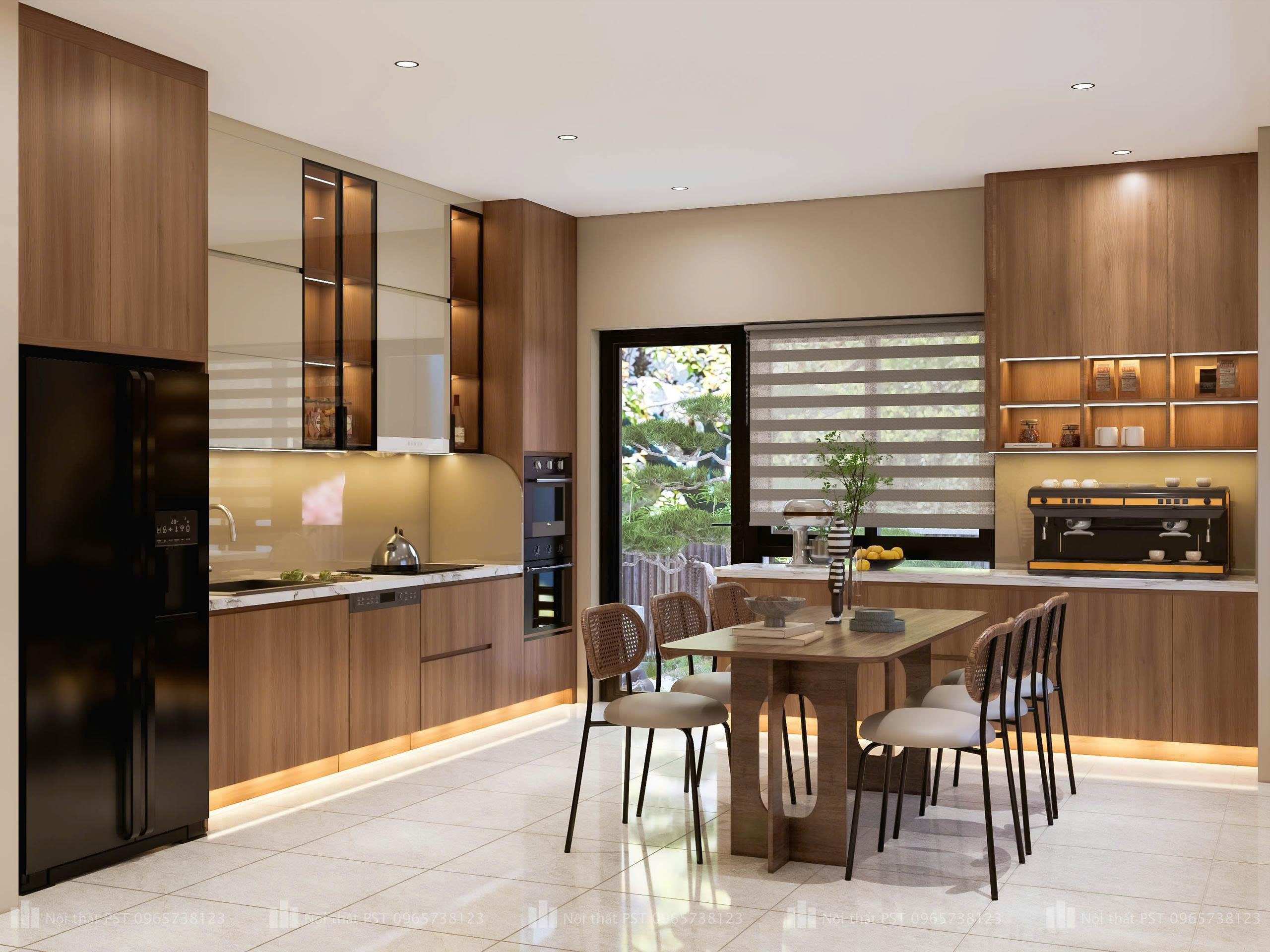 Mẫu tủ bếp gỗ biệt thự Vinhomes Thăng Long