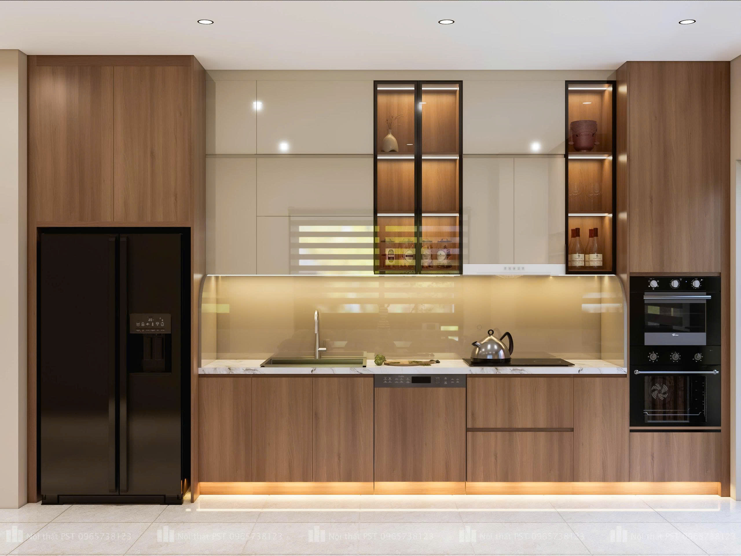 Mẫu tủ bếp gỗ biệt thự Vinhomes Thăng Long