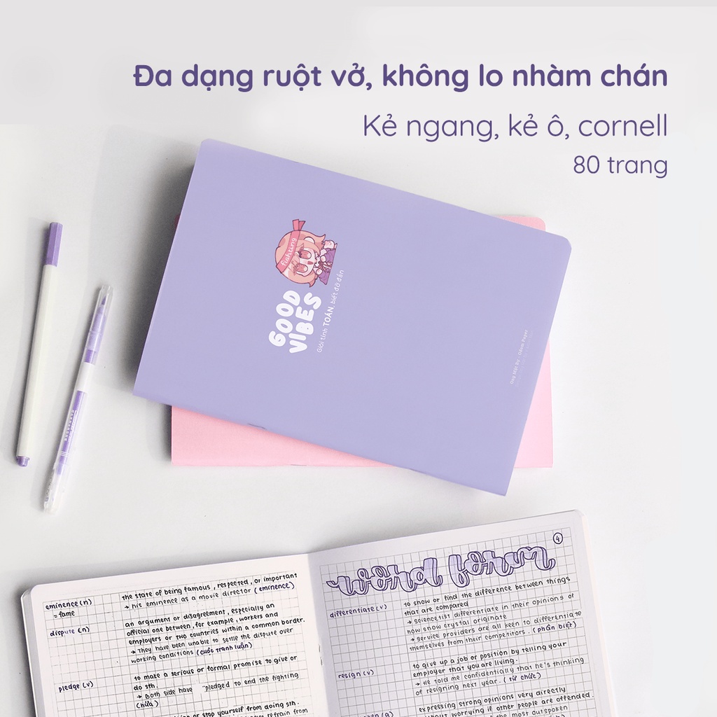 Vở ruột kẻ ô 100 Gsm - Theo Môn Học 80 Trang - Bìa Hóa Học - Ong Mặt Bự