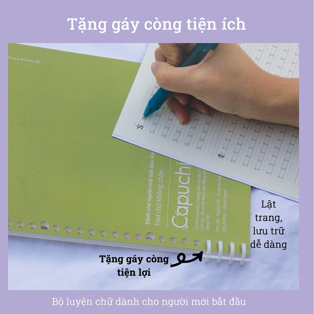 Template Luyện Chữ Handwriting 100gsm - B5 26 lỗ - Dành Cho Người Mới Luyện- K Kèm Gáy Còng