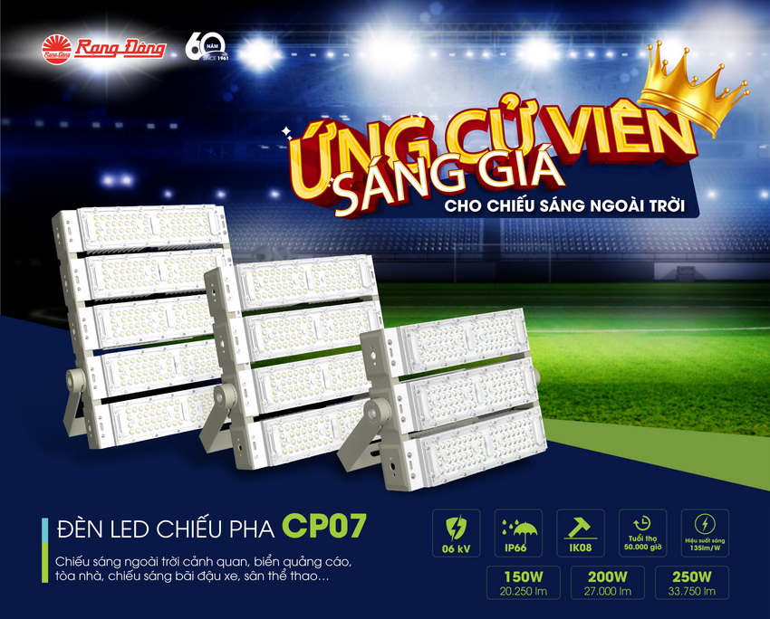 Đèn Chiếu Pha CP07: Giải Pháp Chiếu Sáng Ngoài Trời Hiệu Quả và Đáng Tin Cậy