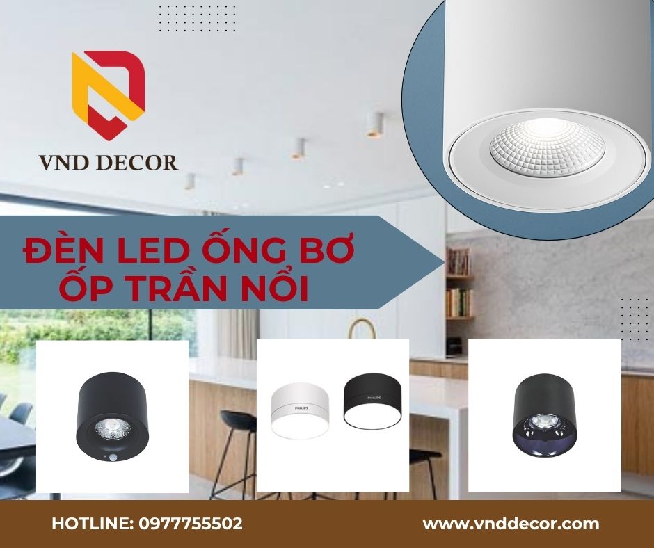 Đèn LED Ống Bơ Ốp Trần Nổi – Thiết Kế Sang Trọng, Hiện Đại Cho Mọi Không Gian
