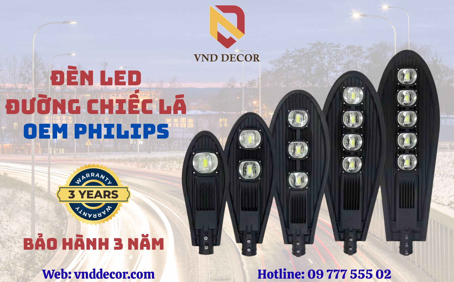 Đèn LED Đường Chiếc Lá OEM Philips - Lựa Chọn Bền Vững cho Dự Án Chiếu Sáng Công Cộng