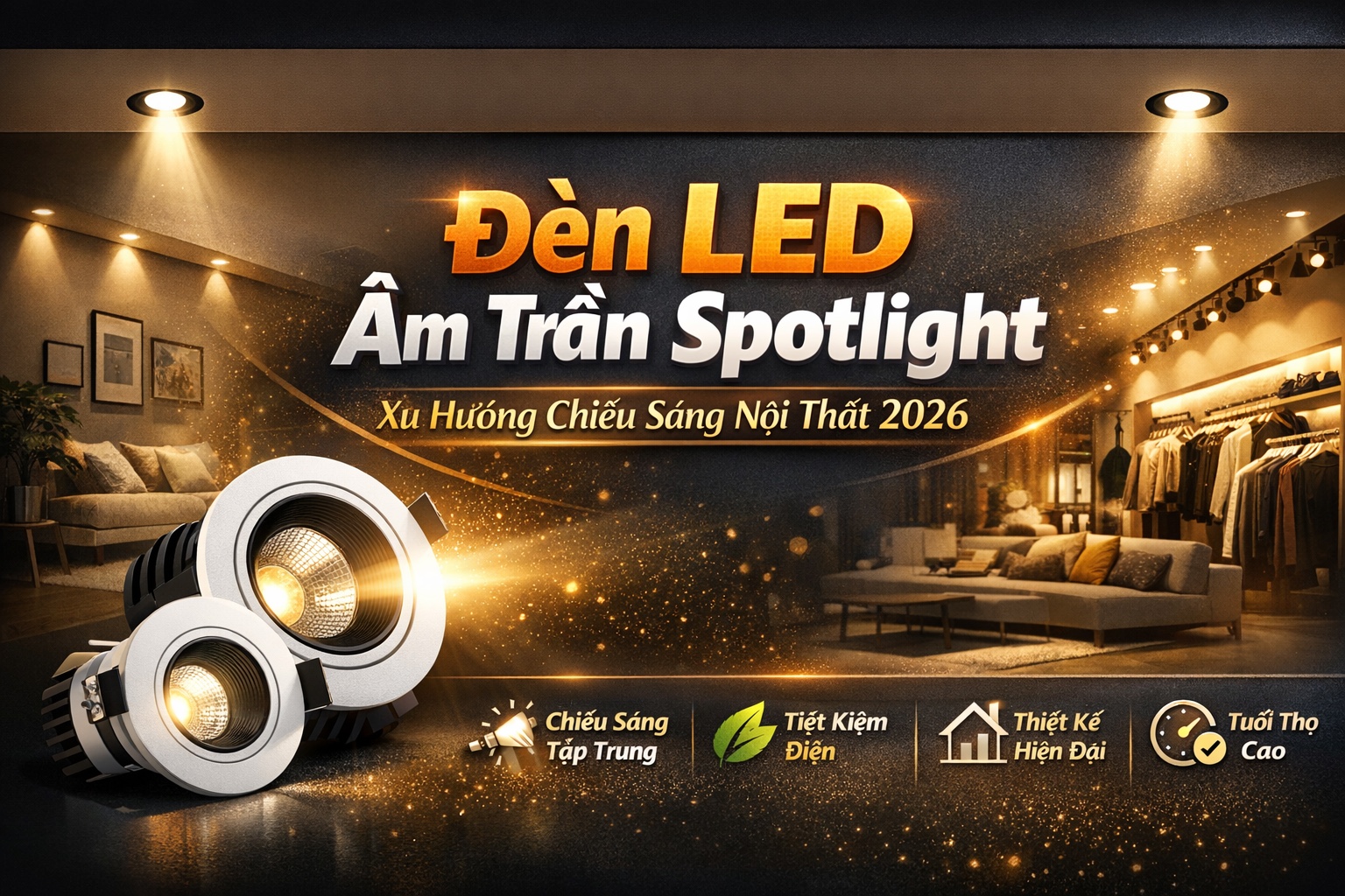 Đèn LED Âm Trần Spotlight – Xu Hướng Chiếu Sáng Nội Thất 2026