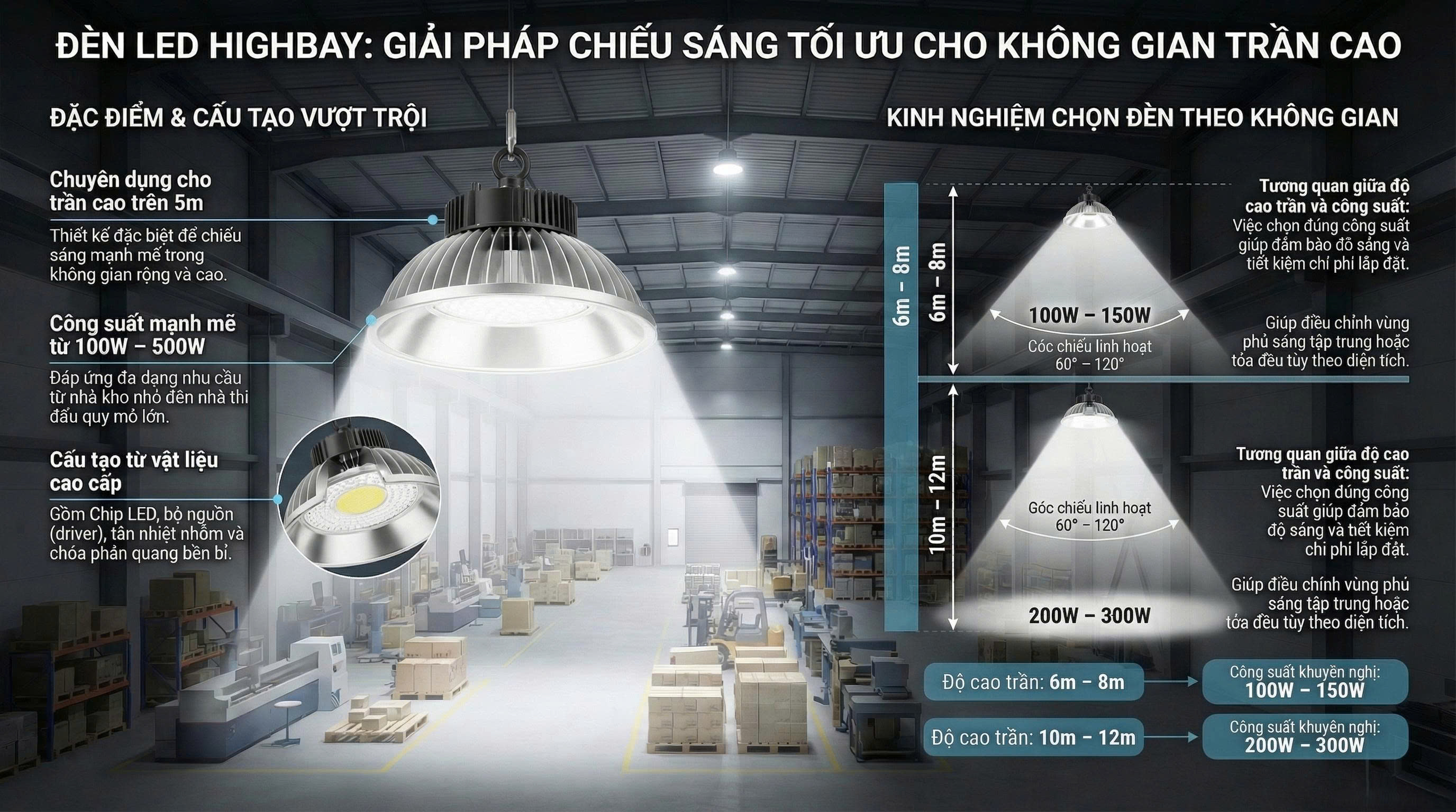 Đèn LED Highbay Là Gì? Ứng Dụng Trong Nhà Xưởng Hiệu Quả Nhất