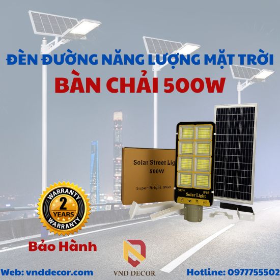 Đèn Đường Năng Lượng Mặt Trời 500W Mẫu Bàn Chải Bán Chạy 2025