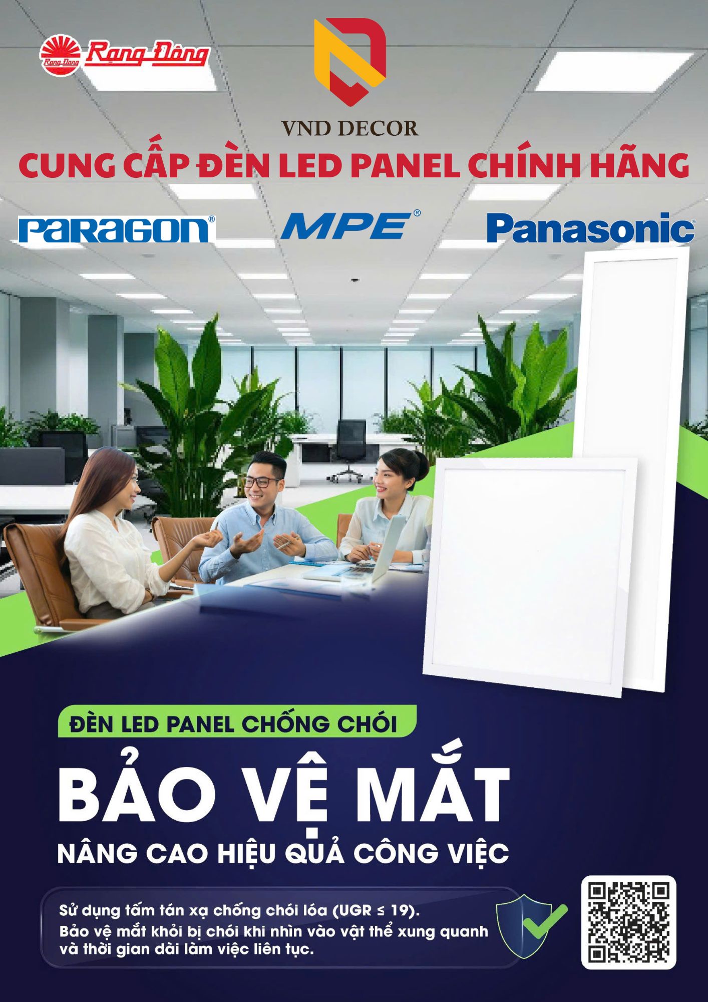 Đèn LED Panel Chống Chói-Chiếu Sáng Hiện Đại, Bảo Vệ Mắt
