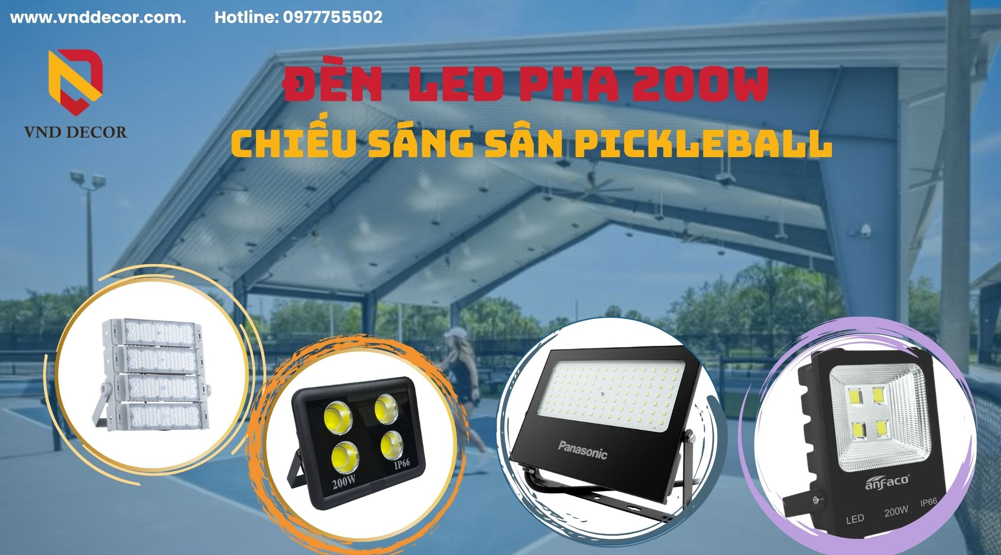 Đèn LED Pha 200W – Giải pháp chiếu sáng lý tưởng cho sân Pickleball ngoài trời