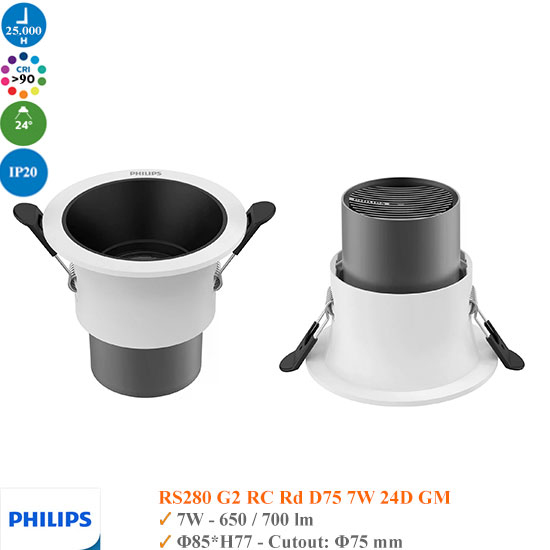 Đèn Spotlight Âm Trần Philips RS280 7W D75