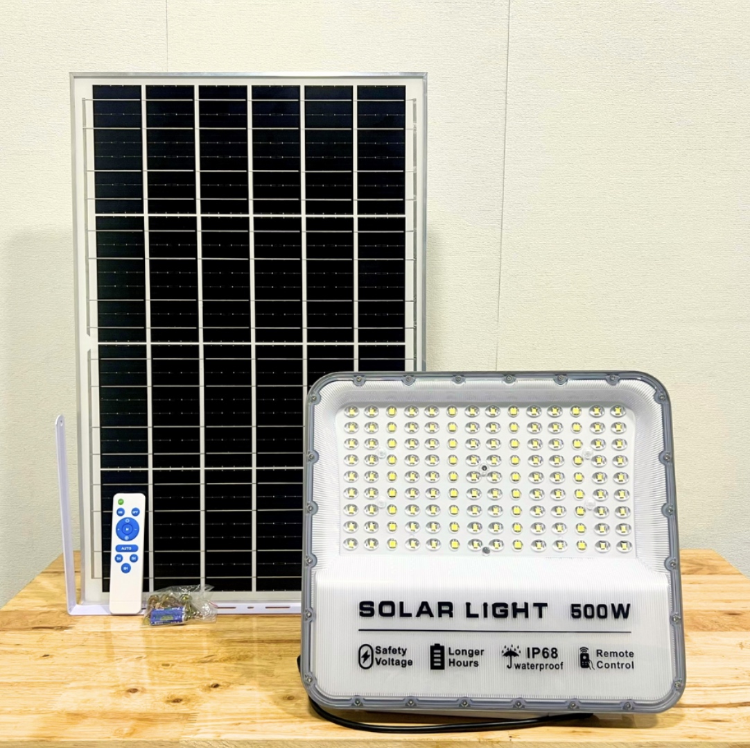 Đèn Pha Năng Lượng Mặt Trời 500W Chống Chói Kim Cương Mắt Ngọc, Ánh Sáng Trắng