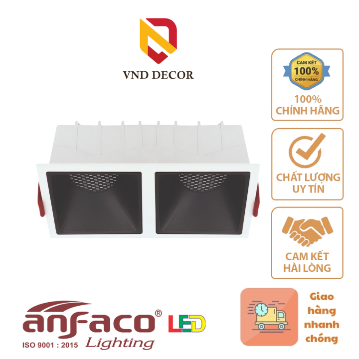 Đèn LED downlight Vuông Âm Trần Đôi 7W/9W*2 Anfaco AFC 748/2