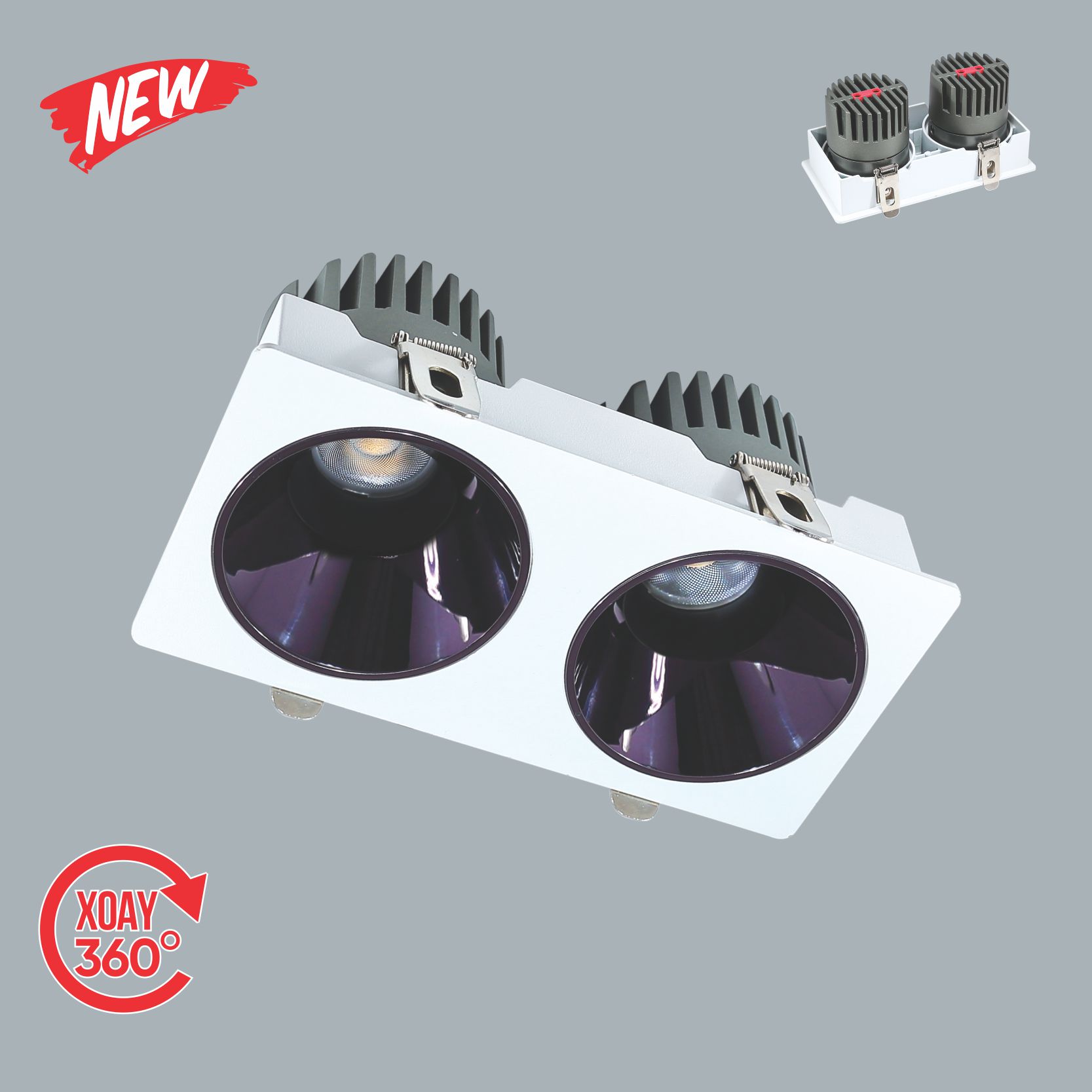 Đèn LED Downlight Đôi 10Wx2 Chỉnh Góc Anfaco AFC 750/2-10Wx2