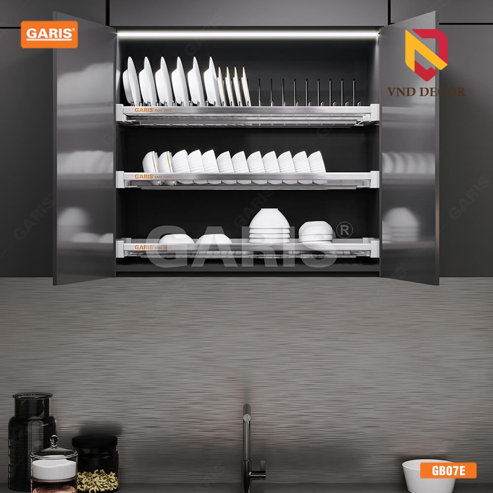 GIÁ ĐỂ BÁT ĐĨA INOX 3 TẦNG CỐ ĐỊNH GB07E