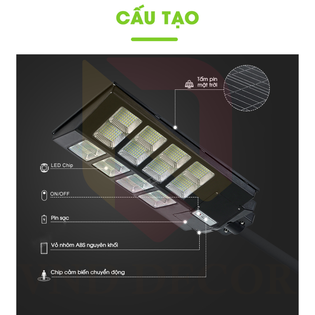 Đèn Đường Năng Lượng Mặt Trời Liền Thể 400W