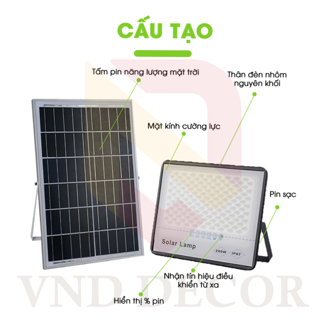 Đèn Năng Lượng Mặt Trời LED Pha Tổ Ong Chống Chói 300W