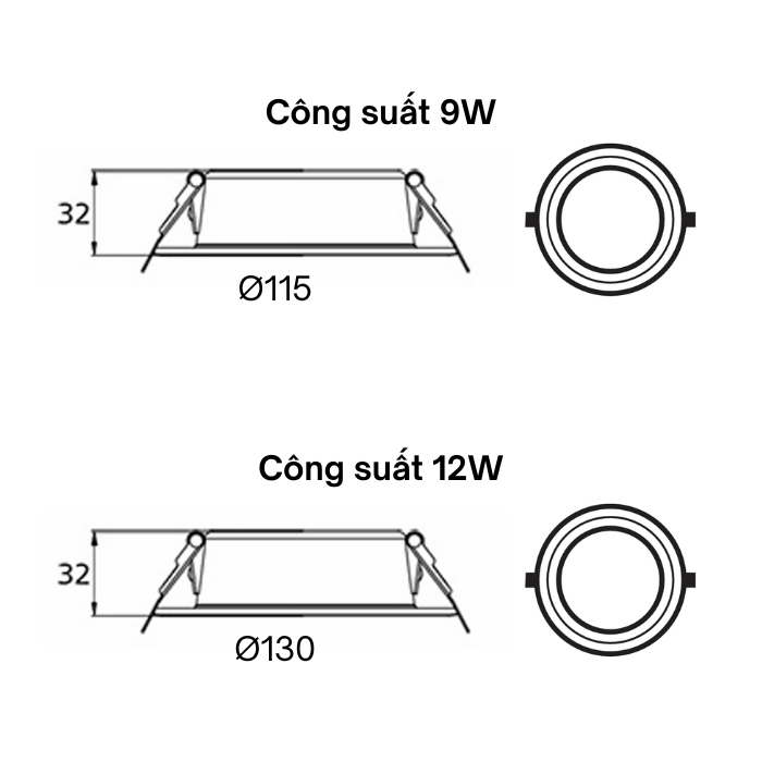 Đèn Led Âm Trần Viền Vàng 9W Panasonic