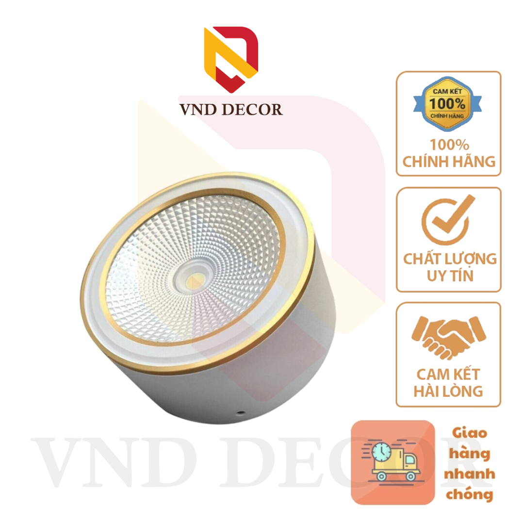 Đèn Ống Bơ Ốp Nổi 12W Viền Vàng Size 115*65mm