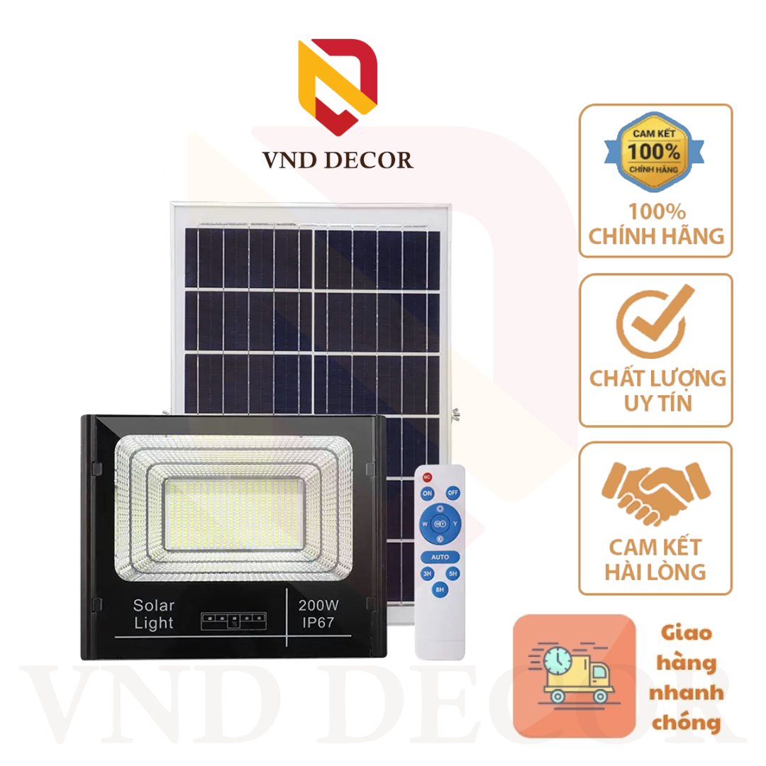 Đèn Led Pha Năng Lượng Mặt Trời 200W Có Báo Pin - SOLAR LIGHT 200W