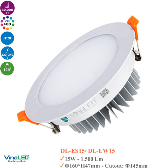 Đèn Downlight Âm Trần 15W Vinaled DL-ES15 / DL-EW15