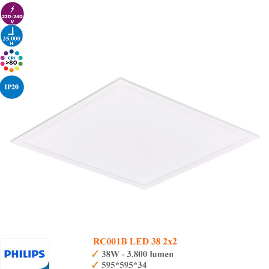 Đèn Led Panel 600×600 Philips RC001B LED38 38w