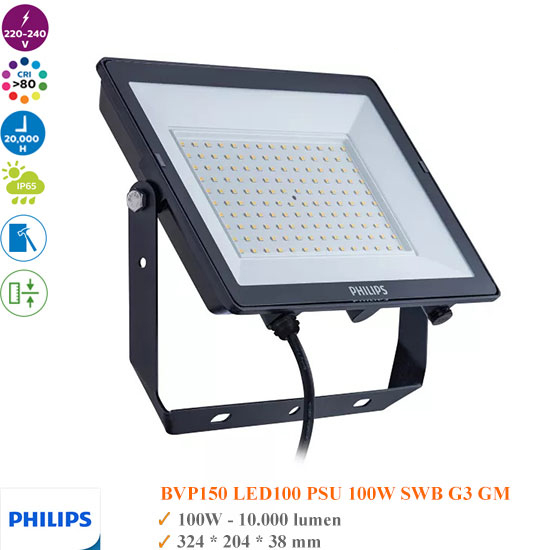 Đèn Led Pha 100W Philips BVP150 LED100 G3 GM Ánh Sáng Trắng