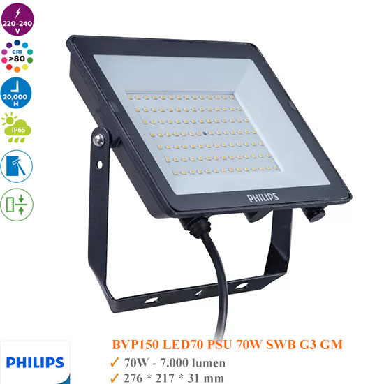 Đèn Led Pha 70w Philips BVP150 LED70 PSU SWB G3 GM Ánh Sáng Trắng