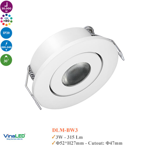 Đèn Spotlight Mini Âm Trần 3W Vinaled DLM-BW3
