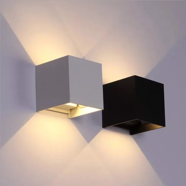 Đèn tường Led 6W Hiện Đại Ngoài Trời, Hắt 2 Đầu, Thiết Kế Khối Vuông